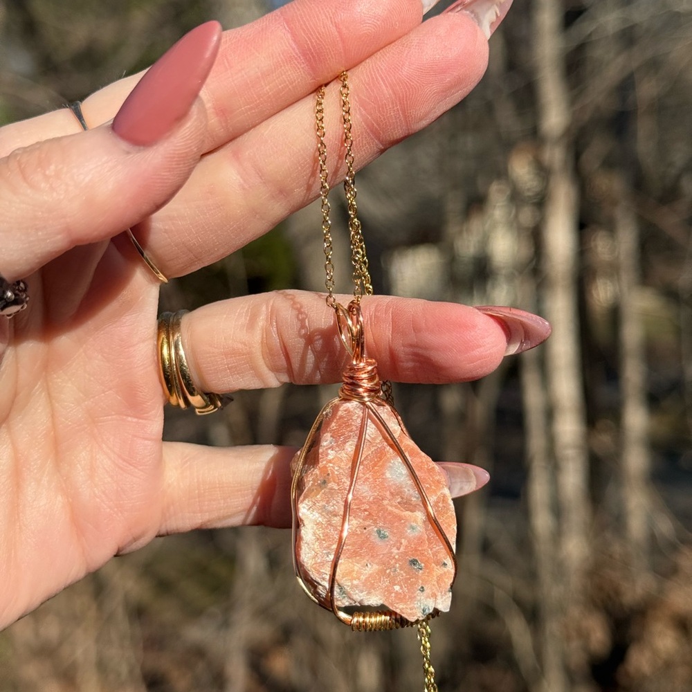 Raw Sunstone Crystal Necklace